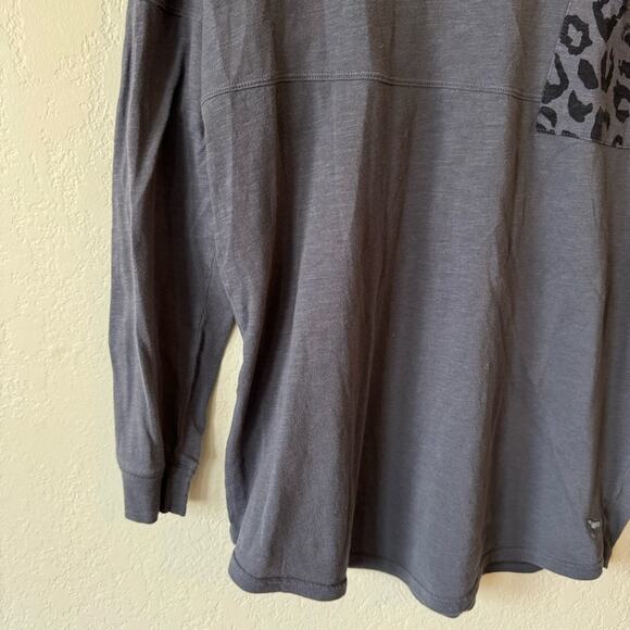 💙 PINK Victoria Secret | charcoal grey crew with leopard pocket print - Picture 3 of 3
